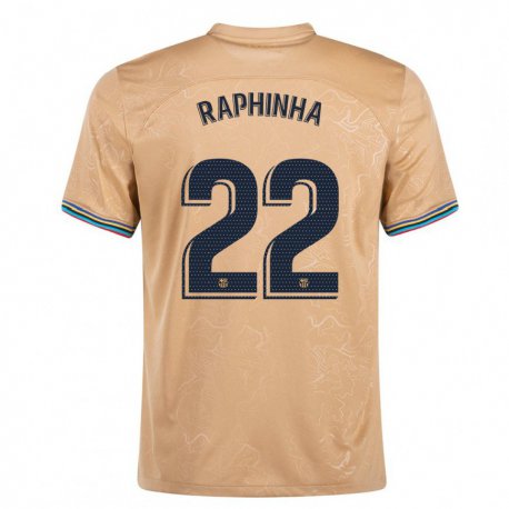 Kandiny Hombre Camiseta Raphinha #22 Oro 2ª Equipación 2022/23 La Camisa Chile
