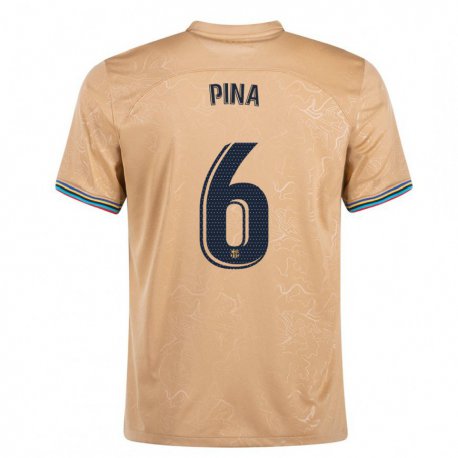 Kandiny Hombre Camiseta Claudia Pina #6 Oro 2ª Equipación 2022/23 La Camisa Chile