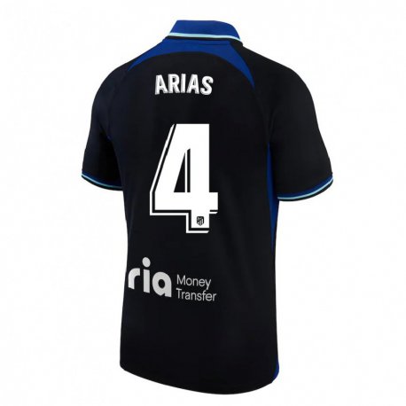 Kandiny Hombre Camiseta Santiago Arias #4 Negro Blanco Azul 2ª Equipación 2022/23 La Camisa Chile