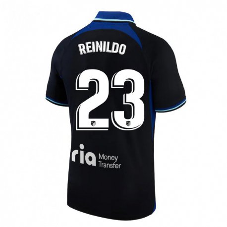 Kandiny Hombre Camiseta Reinildo Mandava #23 Negro Blanco Azul 2ª Equipación 2022/23 La Camisa Chile