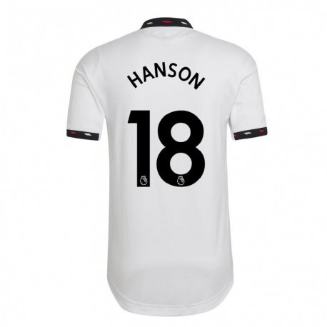 Kandiny Hombre Camiseta Kirsty Hanson #18 Blanco 2ª Equipación 2022/23 La Camisa Chile
