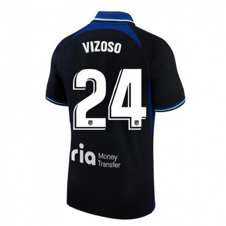 Kandiny Hombre Camiseta Paula Vizoso #24 Negro Blanco Azul 2ª Equipación 2022/23 La Camisa Chile