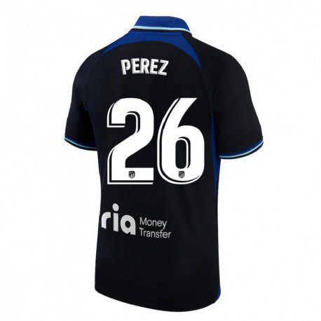 Kandiny Hombre Camiseta Xenia Perez #26 Negro Blanco Azul 2ª Equipación 2022/23 La Camisa Chile