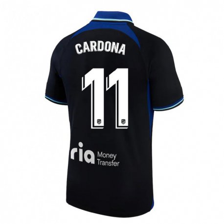 Kandiny Hombre Camiseta Marta Cardona #11 Negro Blanco Azul 2ª Equipación 2022/23 La Camisa Chile