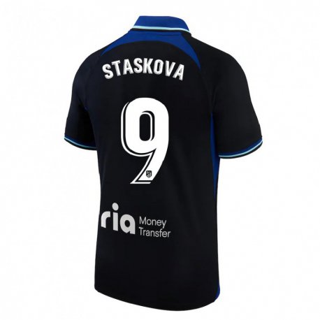 Kandiny Hombre Camiseta Andrea Staskova #9 Negro Blanco Azul 2ª Equipación 2022/23 La Camisa Chile