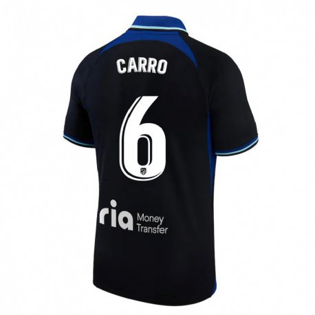 Kandiny Hombre Camiseta Mikel Carro #6 Negro Blanco Azul 2ª Equipación 2022/23 La Camisa Chile