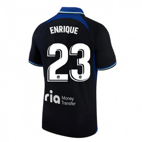 Kandiny Hombre Camiseta Gustavo Enrique #23 Negro Blanco Azul 2ª Equipación 2022/23 La Camisa Chile