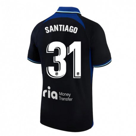 Kandiny Hombre Camiseta Abraham Santiago #31 Negro Blanco Azul 2ª Equipación 2022/23 La Camisa Chile