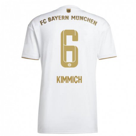 Kandiny Hombre Camiseta Joshua Kimmich #6 Oro Blanco 2ª Equipación 2022/23 La Camisa Chile