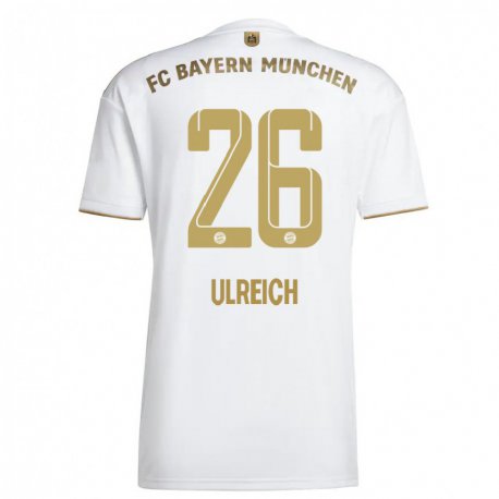 Kandiny Hombre Camiseta Sven Ulreich #26 Oro Blanco 2ª Equipación 2022/23 La Camisa Chile