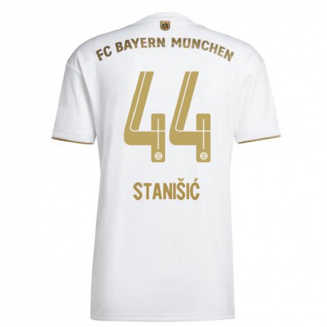 Kandiny Hombre Camiseta Josip Stanisic #44 Oro Blanco 2ª Equipación 2022/23 La Camisa Chile
