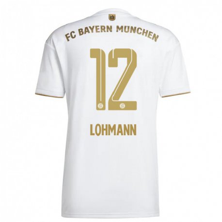 Kandiny Hombre Camiseta Sydney Lohmann #12 Oro Blanco 2ª Equipación 2022/23 La Camisa Chile