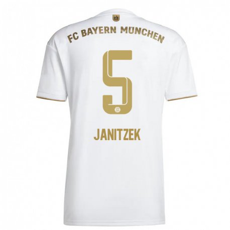 Kandiny Hombre Camiseta Justin Janitzek #5 Oro Blanco 2ª Equipación 2022/23 La Camisa Chile