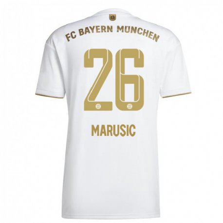 Kandiny Hombre Camiseta Gabriel Marusic #26 Oro Blanco 2ª Equipación 2022/23 La Camisa Chile