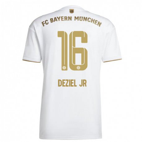 Kandiny Hombre Camiseta Robert Deziel Jr #16 Oro Blanco 2ª Equipación 2022/23 La Camisa Chile