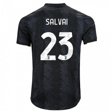 Kandiny Hombre Camiseta Cecilia Salvai #23 Negro Oscuro 2ª Equipación 2022/23 La Camisa Chile
