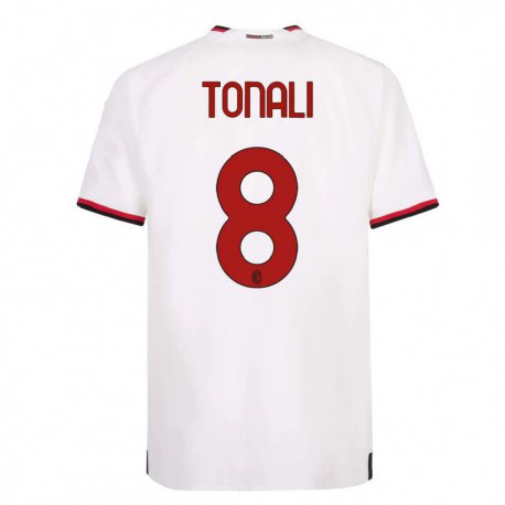 Kandiny Hombre Camiseta Sandro Tonali #8 Blanco Rojo 2ª Equipación 2022/23 La Camisa Chile