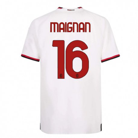 Kandiny Hombre Camiseta Mike Maignan #16 Blanco Rojo 2ª Equipación 2022/23 La Camisa Chile