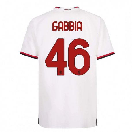 Kandiny Hombre Camiseta Matteo Gabbia #46 Blanco Rojo 2ª Equipación 2022/23 La Camisa Chile