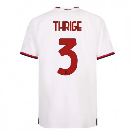 Kandiny Hombre Camiseta Sara Thrige #3 Blanco Rojo 2ª Equipación 2022/23 La Camisa Chile
