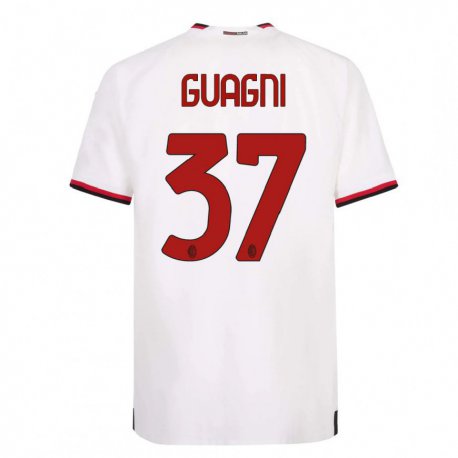 Kandiny Hombre Camiseta Alia Guagni #37 Blanco Rojo 2ª Equipación 2022/23 La Camisa Chile