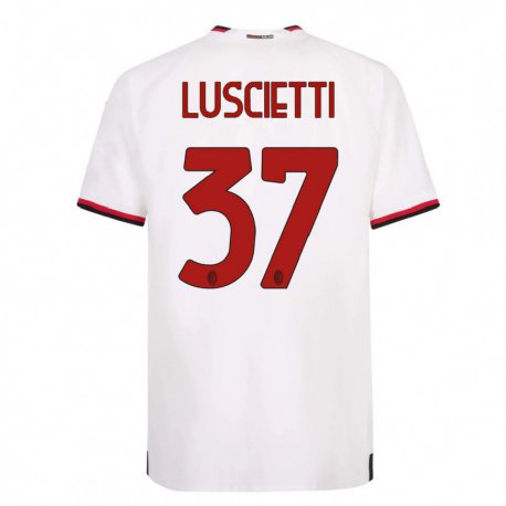 Kandiny Hombre Camiseta Abebe Luscietti #37 Blanco Rojo 2ª Equipación 2022/23 La Camisa Chile
