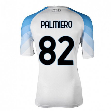 Kandiny Hombre Camiseta Luca Palmiero #82 Blanco Cielo Azul 2ª Equipación 2022/23 La Camisa Chile