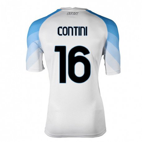 Kandiny Hombre Camiseta Nikita Contini #16 Blanco Cielo Azul 2ª Equipación 2022/23 La Camisa Chile