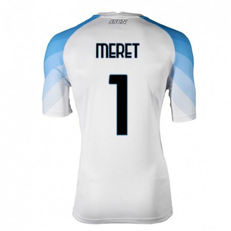 Kandiny Hombre Camiseta Alex Meret #1 Blanco Cielo Azul 2ª Equipación 2022/23 La Camisa Chile