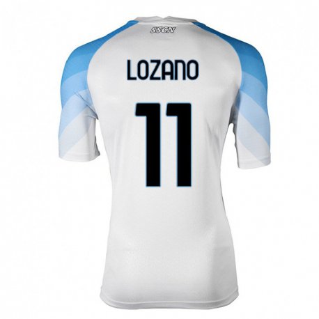 Kandiny Hombre Camiseta Hirving Lozano #11 Blanco Cielo Azul 2ª Equipación 2022/23 La Camisa Chile