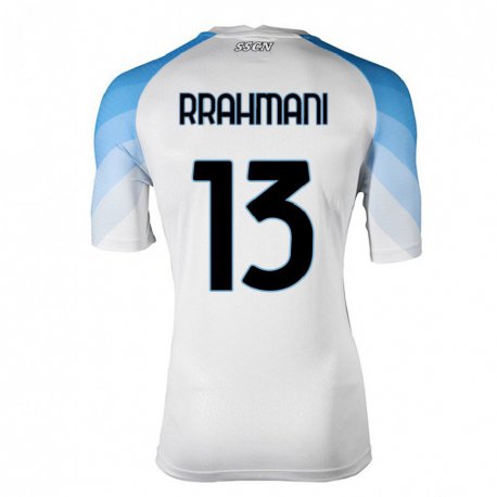 Kandiny Hombre Camiseta Amir Rrahmani #13 Blanco Cielo Azul 2ª Equipación 2022/23 La Camisa Chile