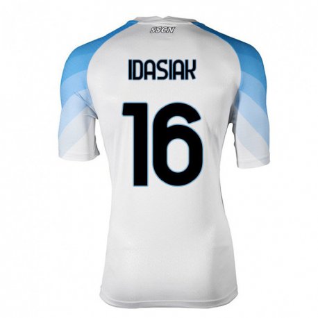 Kandiny Hombre Camiseta Hubert Idasiak #16 Blanco Cielo Azul 2ª Equipación 2022/23 La Camisa Chile
