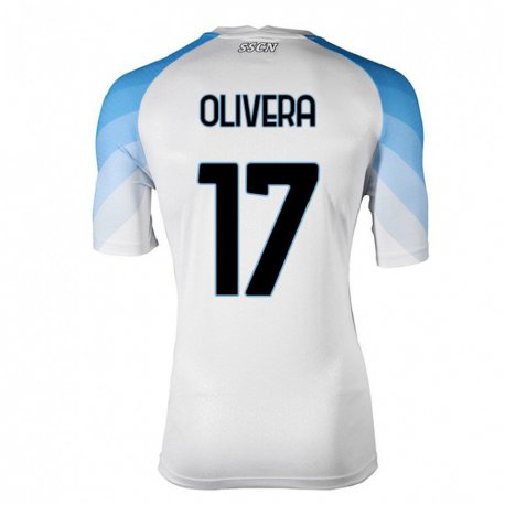 Kandiny Hombre Camiseta Mathias Olivera #17 Blanco Cielo Azul 2ª Equipación 2022/23 La Camisa Chile