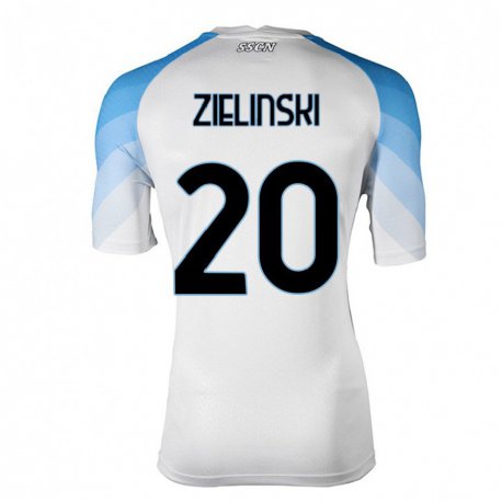 Kandiny Hombre Camiseta Piotr Zielinski #20 Blanco Cielo Azul 2ª Equipación 2022/23 La Camisa Chile