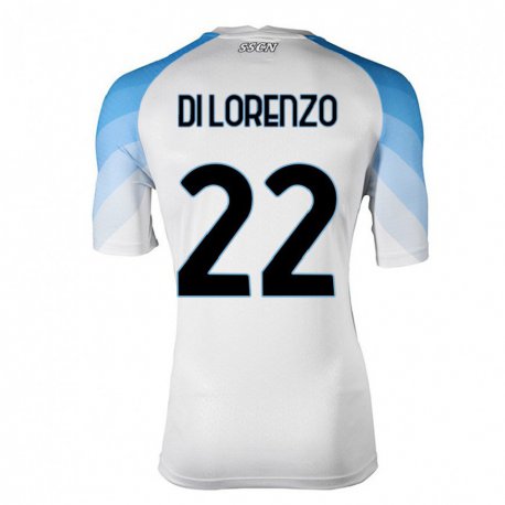 Kandiny Hombre Camiseta Giovanni Di Lorenzo #22 Blanco Cielo Azul 2ª Equipación 2022/23 La Camisa Chile