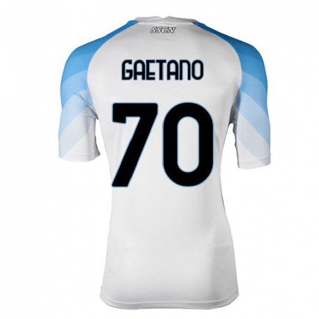 Kandiny Hombre Camiseta Gianluca Gaetano #70 Blanco Cielo Azul 2ª Equipación 2022/23 La Camisa Chile