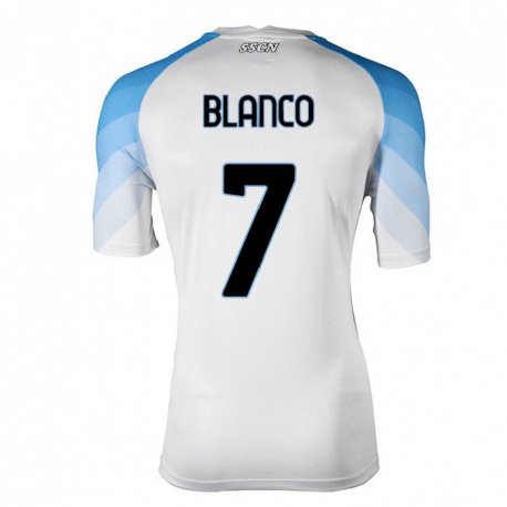 Kandiny Hombre Camiseta Gimena Blanco #7 Blanco Cielo Azul 2ª Equipación 2022/23 La Camisa Chile