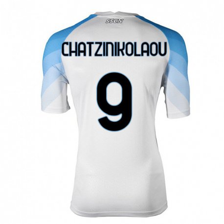 Kandiny Hombre Camiseta Despoina Chatzinikolaou #9 Blanco Cielo Azul 2ª Equipación 2022/23 La Camisa Chile