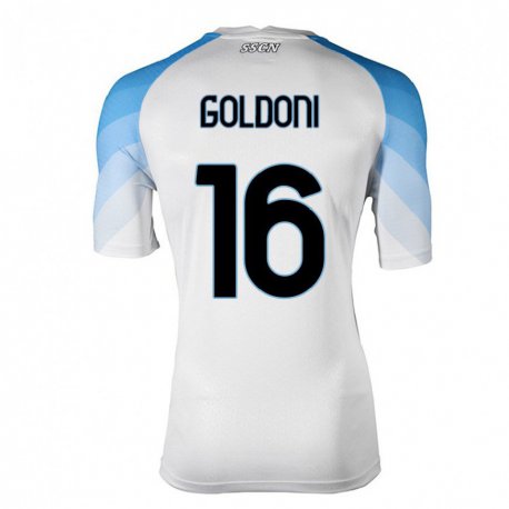 Kandiny Hombre Camiseta Eleonora Goldoni #16 Blanco Cielo Azul 2ª Equipación 2022/23 La Camisa Chile