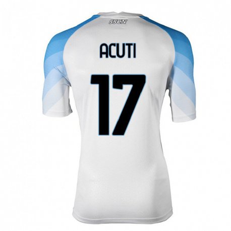 Kandiny Hombre Camiseta Arianna Acuti #17 Blanco Cielo Azul 2ª Equipación 2022/23 La Camisa Chile