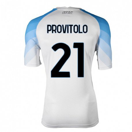 Kandiny Hombre Camiseta Vincenzo Provitolo #21 Blanco Cielo Azul 2ª Equipación 2022/23 La Camisa Chile
