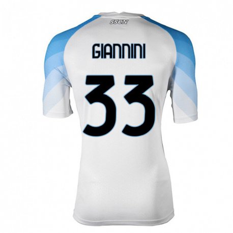 Kandiny Hombre Camiseta Enrico Giannini #33 Blanco Cielo Azul 2ª Equipación 2022/23 La Camisa Chile