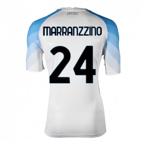Kandiny Hombre Camiseta Pasquale Marranzzino #24 Blanco Cielo Azul 2ª Equipación 2022/23 La Camisa Chile