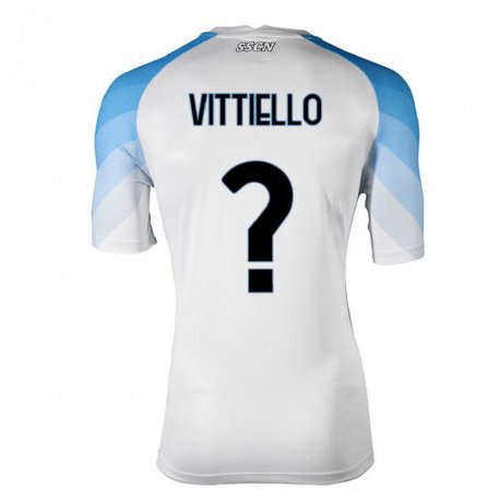 Kandiny Hombre Camiseta Antonio Vittiello #0 Blanco Cielo Azul 2ª Equipación 2022/23 La Camisa Chile