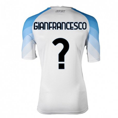 Kandiny Hombre Camiseta Sergio Gianfrancesco #0 Blanco Cielo Azul 2ª Equipación 2022/23 La Camisa Chile