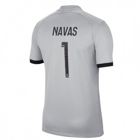 Kandiny Hombre Camiseta Keylor Navas #1 Gris 2ª Equipación 2022/23 La Camisa Chile