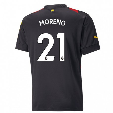 Kandiny Hombre Camiseta Marlos Moreno #21 Negro Rojo 2ª Equipación 2022/23 La Camisa Chile