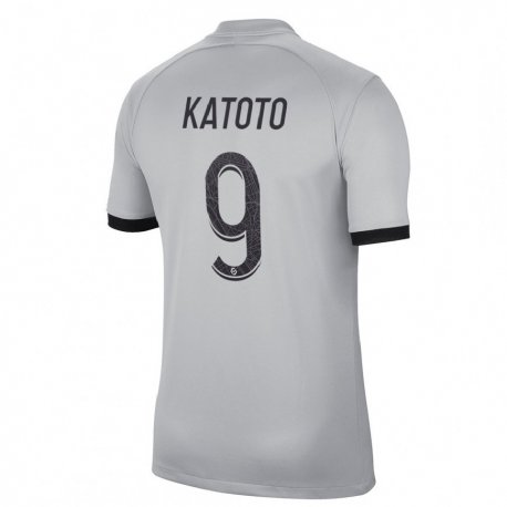 Kandiny Hombre Camiseta Marie-antoinette Katoto #9 Gris 2ª Equipación 2022/23 La Camisa Chile