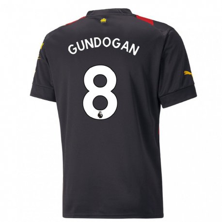 Kandiny Hombre Camiseta Ilkay Gundogan #8 Negro Rojo 2ª Equipación 2022/23 La Camisa Chile