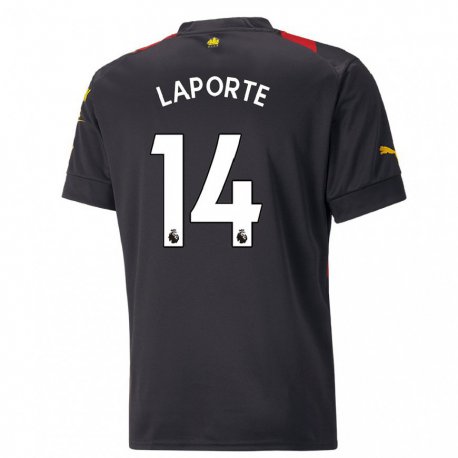 Kandiny Hombre Camiseta Aymeric Laporte #14 Negro Rojo 2ª Equipación 2022/23 La Camisa Chile